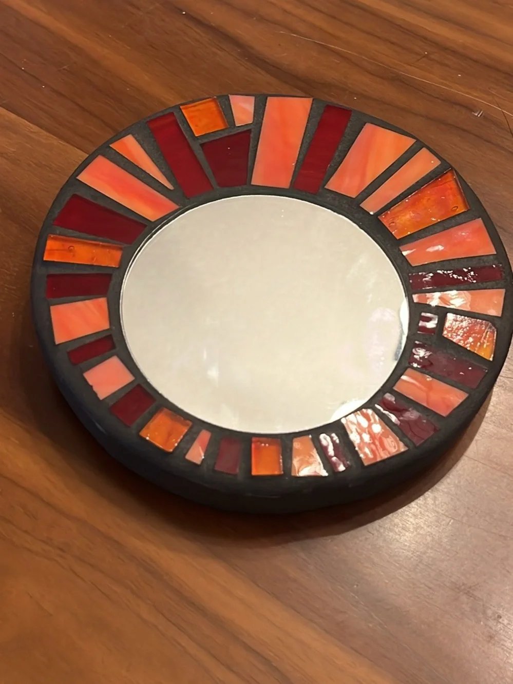 Handcrafted Mosaic Wall Mirror - Red & Orange